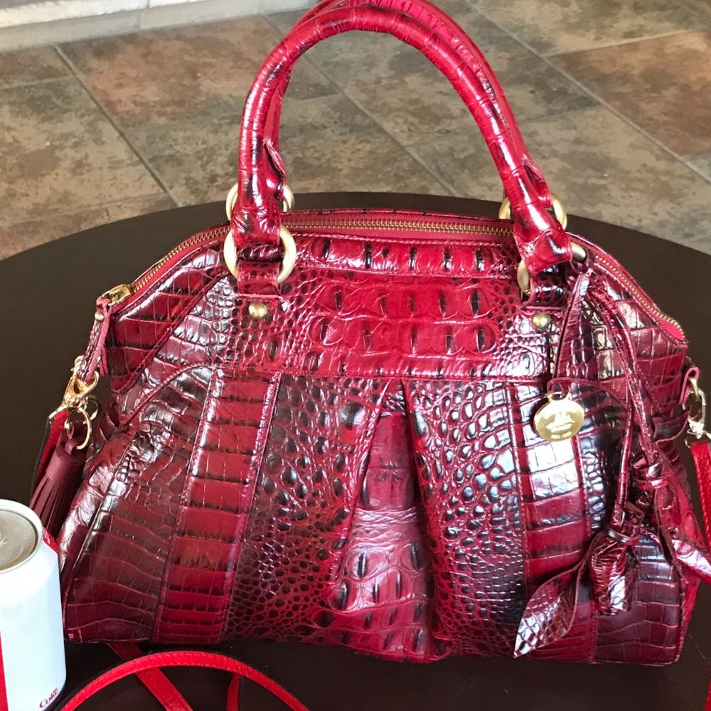 Brahmin Louise Rose Croc Embossed Leather Dome